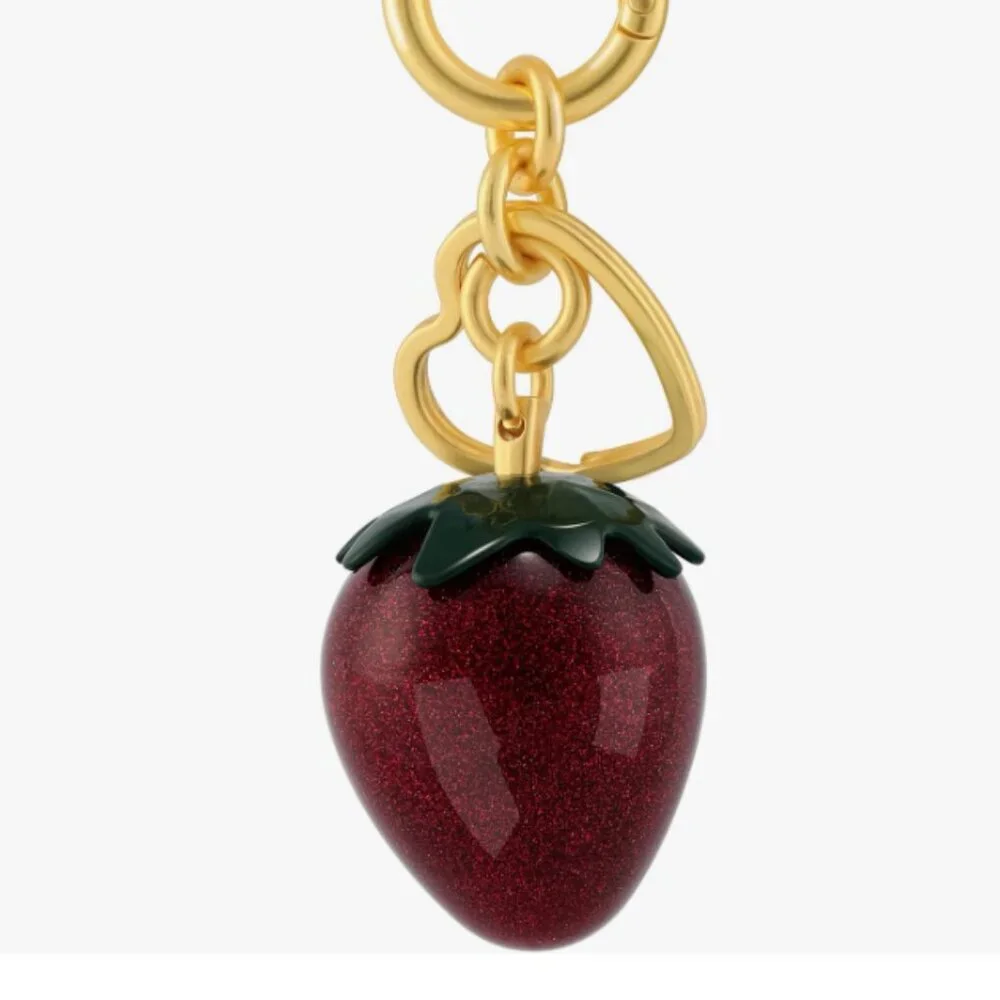 Red Strawberry Purse Charm and Key Ring